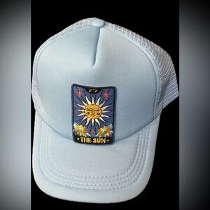 Light Blue Trucker Hat with Sun Patch